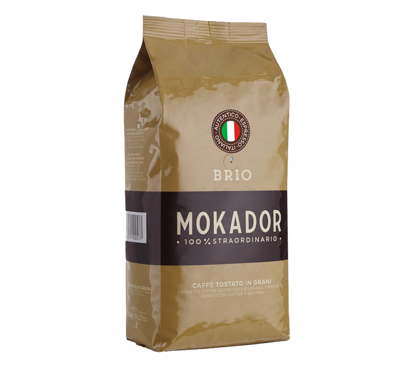 Brio Italian Coffee Beans CSQA  Fzin Coffee – Brio Mokador coffee beans 1kg, intense Italian espresso blend with 60% Arabica and 40% Robusta, offered by Fzin for cafés and hospitality