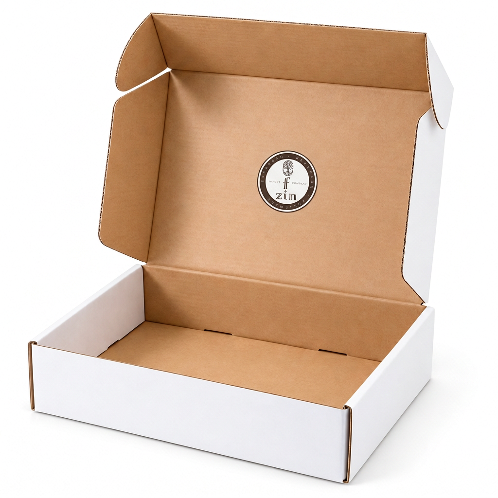 Fzin Coffee Gift Box with a small matte logo sticker inside the lid. Buy online in Ireland at Fzin Coffee.