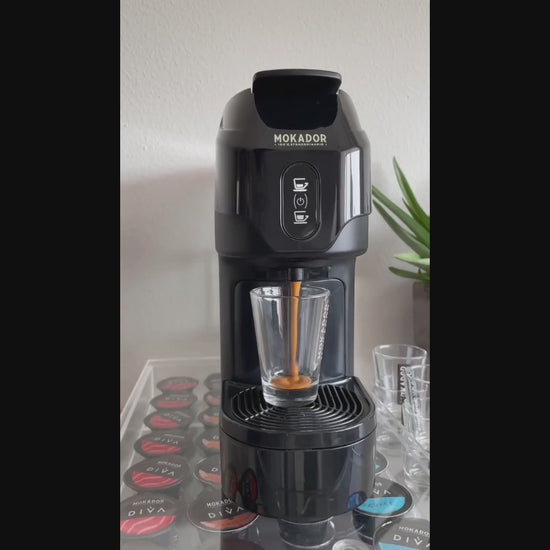 Espresso poured fresh from Diva D1 with a thick crema | Fzin Coffee